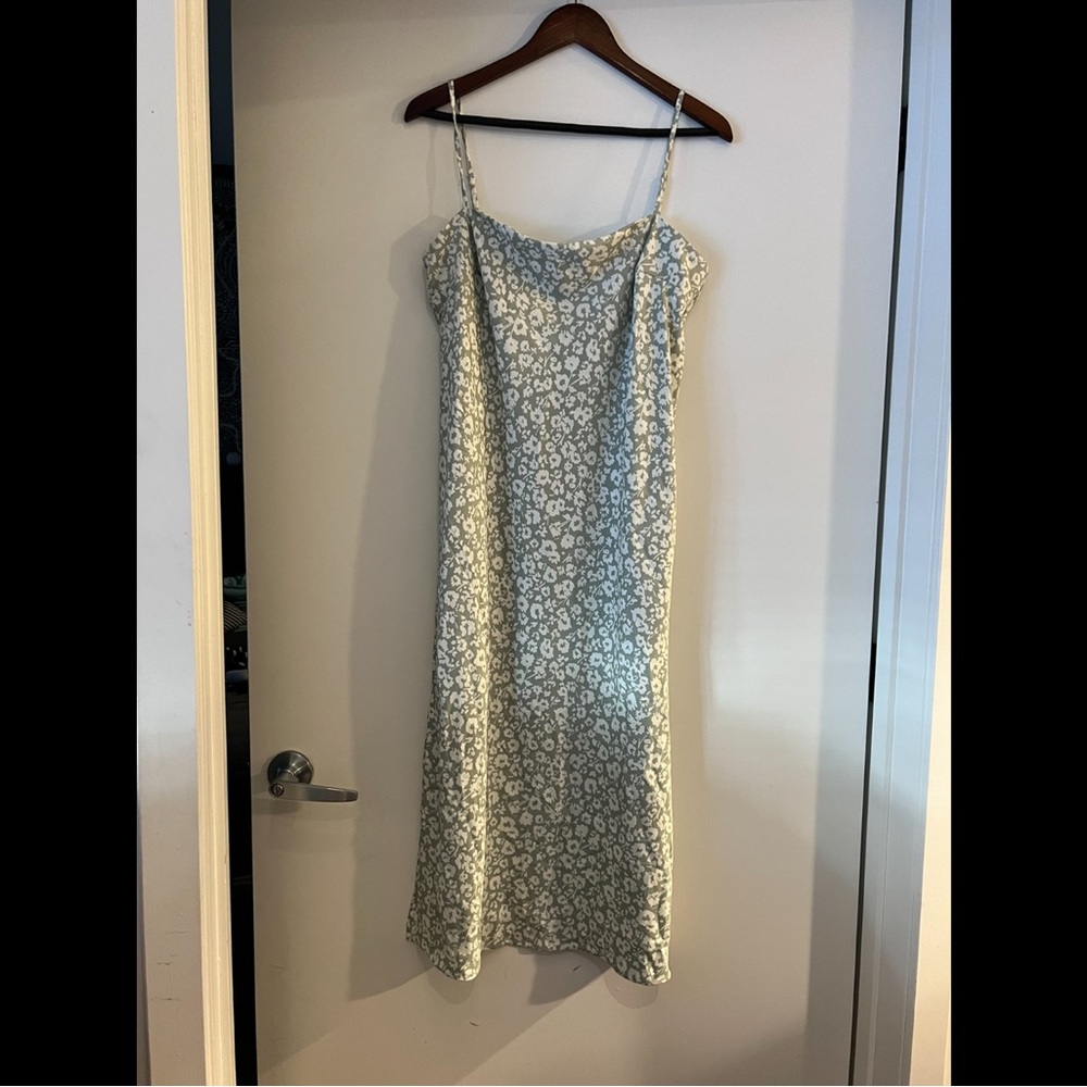 Floral green and white maxi dress